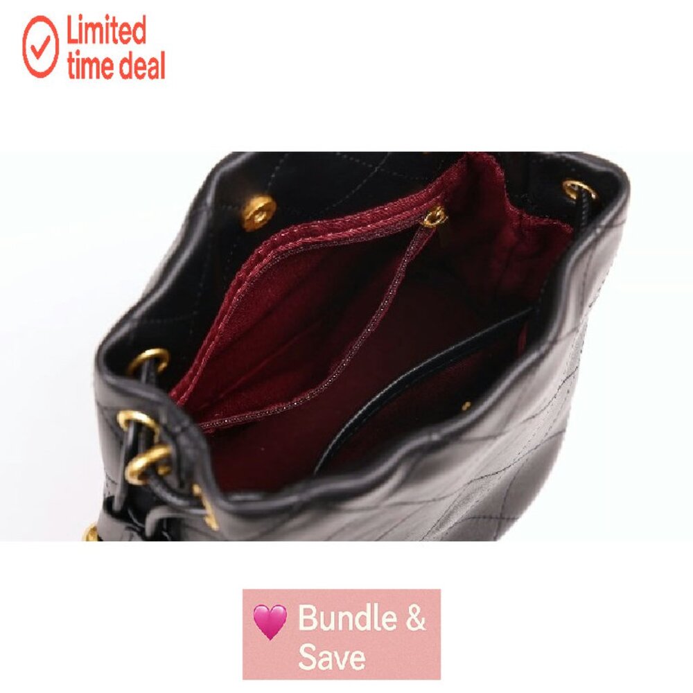 Mini Lambskin Quilted Bucket Bag with Chain Strap… - image 8